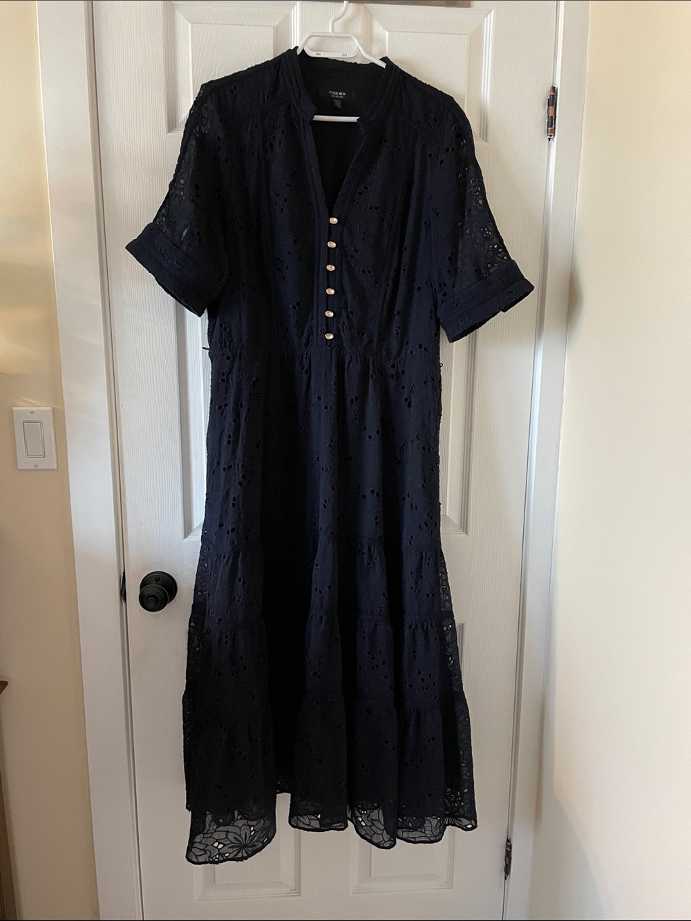 Evernew Melbourne navy blue eyelet dress